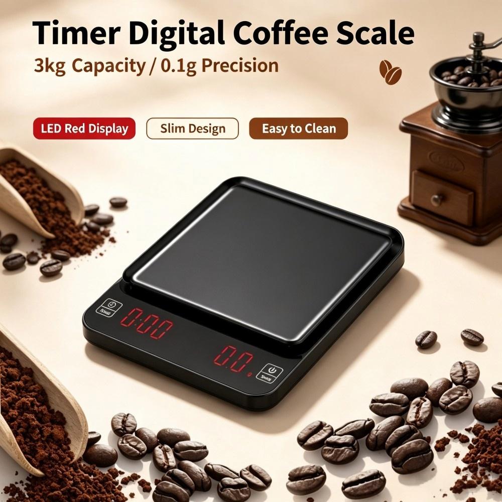 Coffee & Tea Haus - 3kg/0.1g Hoge Precisie Digitale Koffieweegschaal, LED