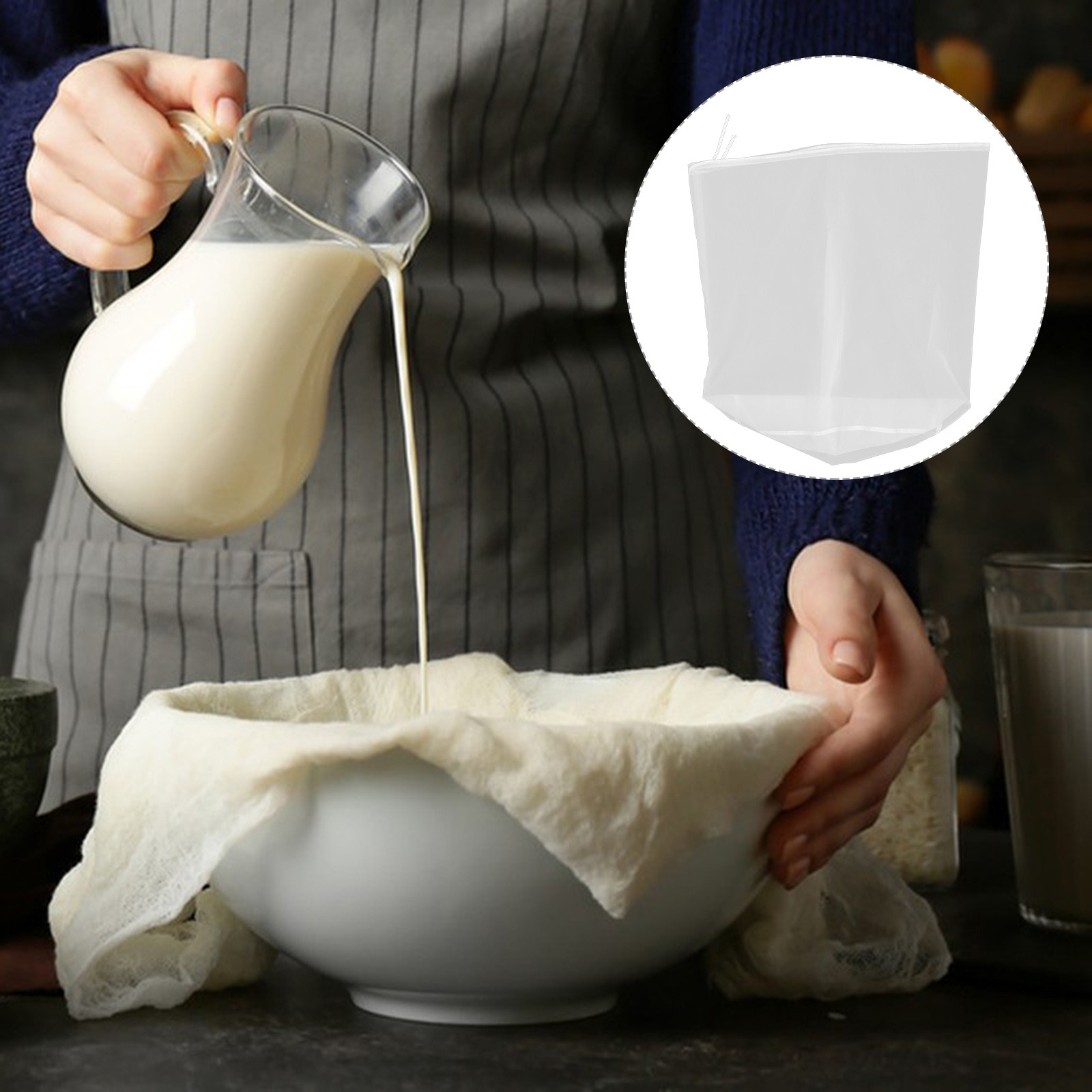 Coffee Jelly Tea - Herbruikbare cilindrische fijnmazige filterzak voor notenmelk,