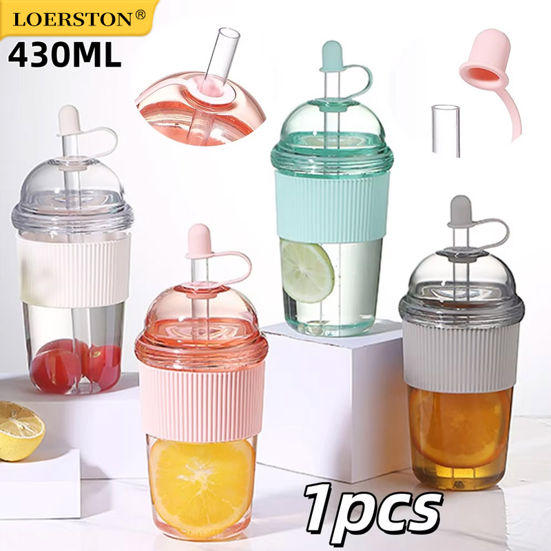 Coffee Jelly Tea - 1pc 430ml Draagbare Flip Strobeker Kunststof