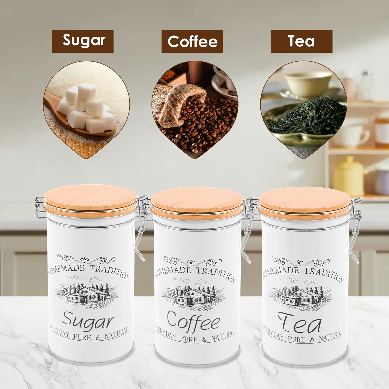 3 stks/set Thee Koffie Suikerb - Coffee Tea Canister Set recensie en prijs
