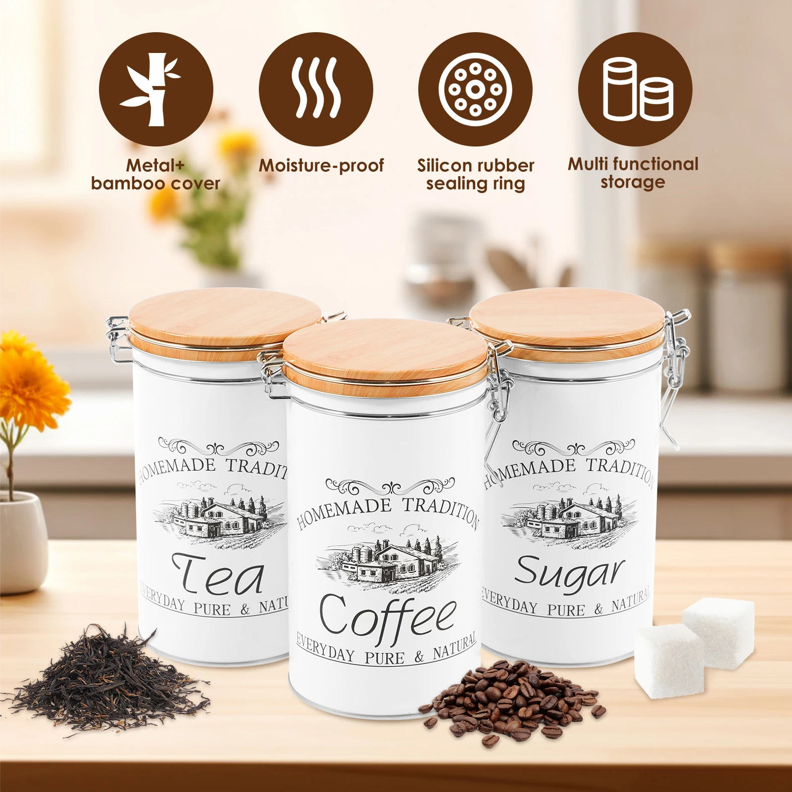 3 stks/set Thee Koffie Suikerb - Coffee Tea Canister Set recensie en prijs