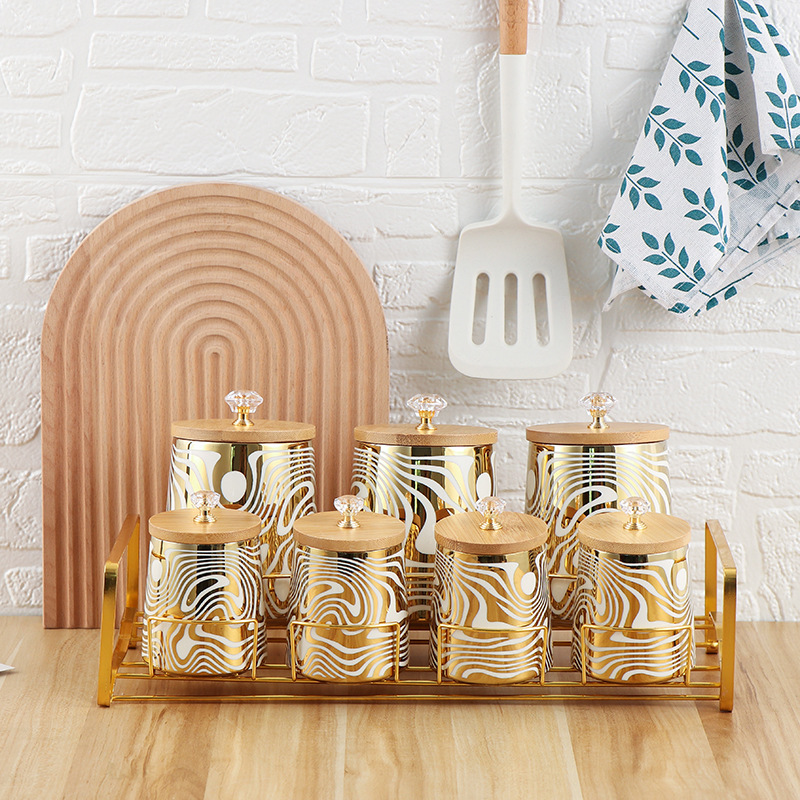 Set van 7-kleuren geglazuurde  - Coffee Tea Canister Set recensie en prijs